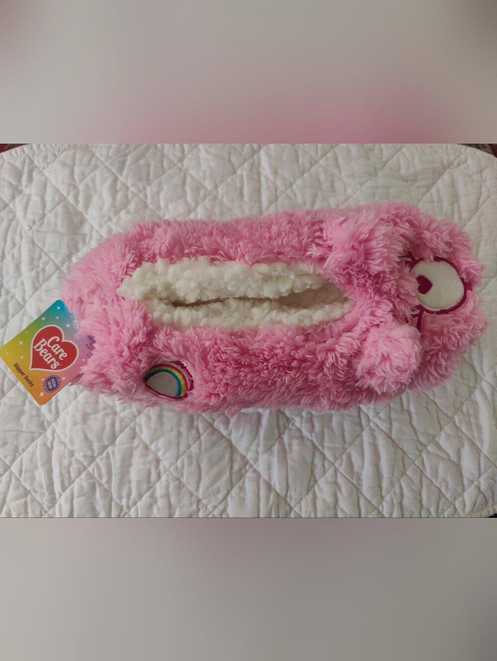 Care Bears Pink Plush Rainbow Slipper Shoes